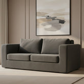 RUMMY Modern Corduroy Sofa, Deep-Seat Block-Style Couch with Wide Armrests and High-Resilience Foam, Comfortable 2 Seater for Living Room