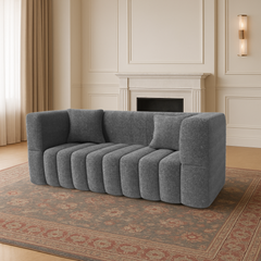 High-Rebound Soft Foam Small 2-Seater Loveseat Sofa with 2 Pillows, Modern Grey Armrest Couch for Living Room, Bedroom & Office Lounge