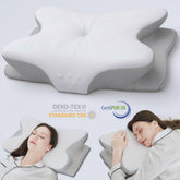 Cervical Memory Foam Ergonomic Neck Pillow with Removable Washable Cover, Orthopedic Sleeping Support for Neck Pain Relief & Stomach/Back Sleepers