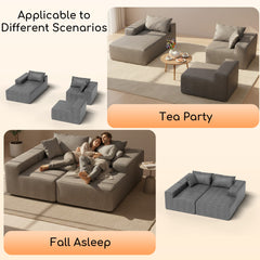 RUMMY Left Chaise Corduroy Sofa, L-Shaped Boneless Design with High-Resilience Foam, Deep-Seat Comfort and No-Assembly Couch for Living Room