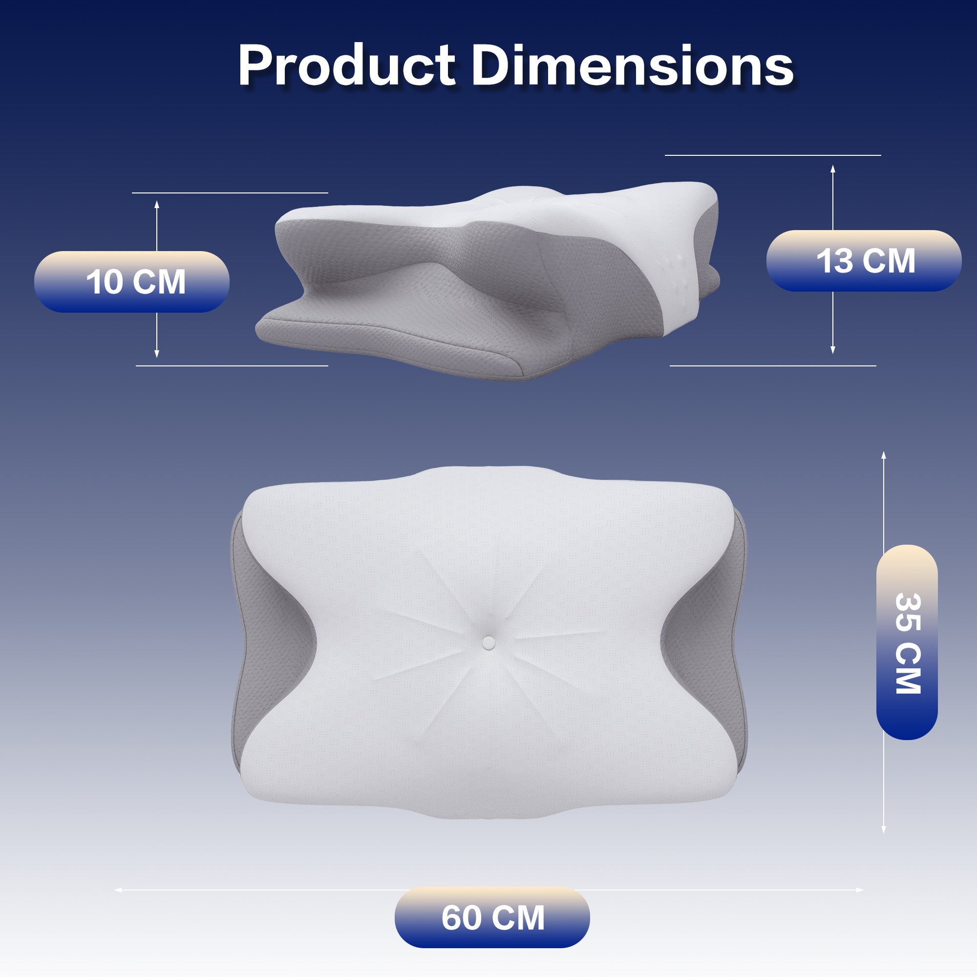 Cervical Memory Foam Ergonomic Neck Pillow with Removable Washable Cover, Orthopedic Sleeping Support for Neck Pain Relief & Stomach/Back Sleepers