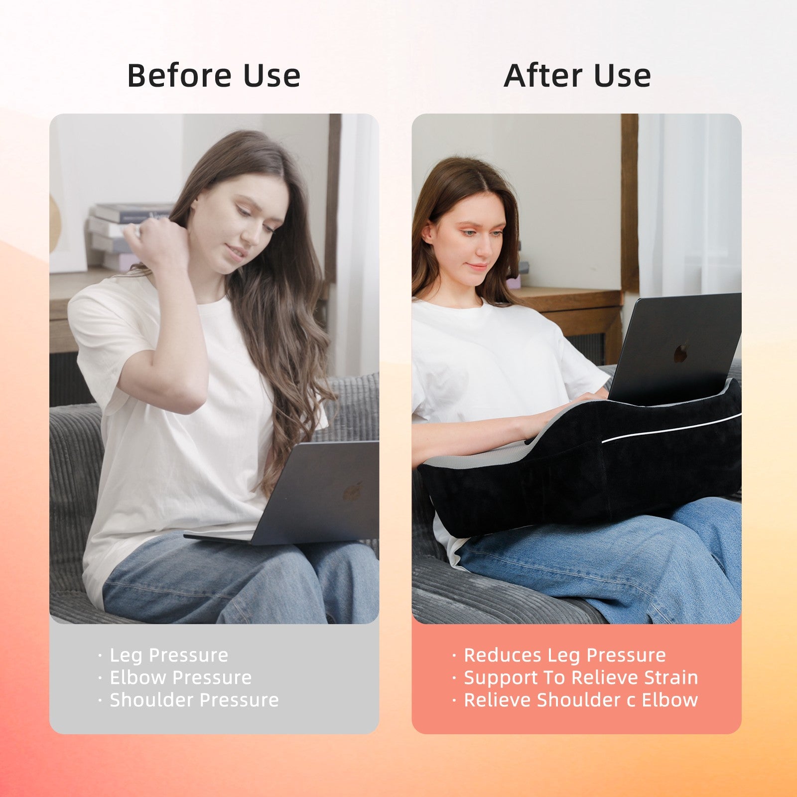 Memory Foam Reading Pillow with Armrests and Side Pockets – Lap Desk for Gaming, Working, Writing, and Relaxing in Bed or Sofa – Removable & Washable Cover