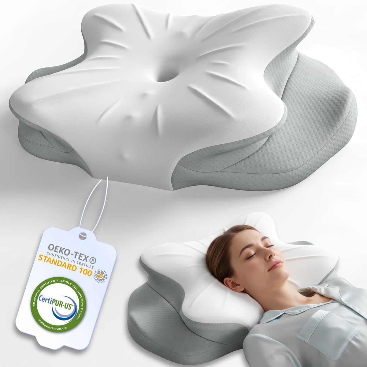 RUMMY Ergonomic Memory Foam Pillow for Deep and Restful Sleep